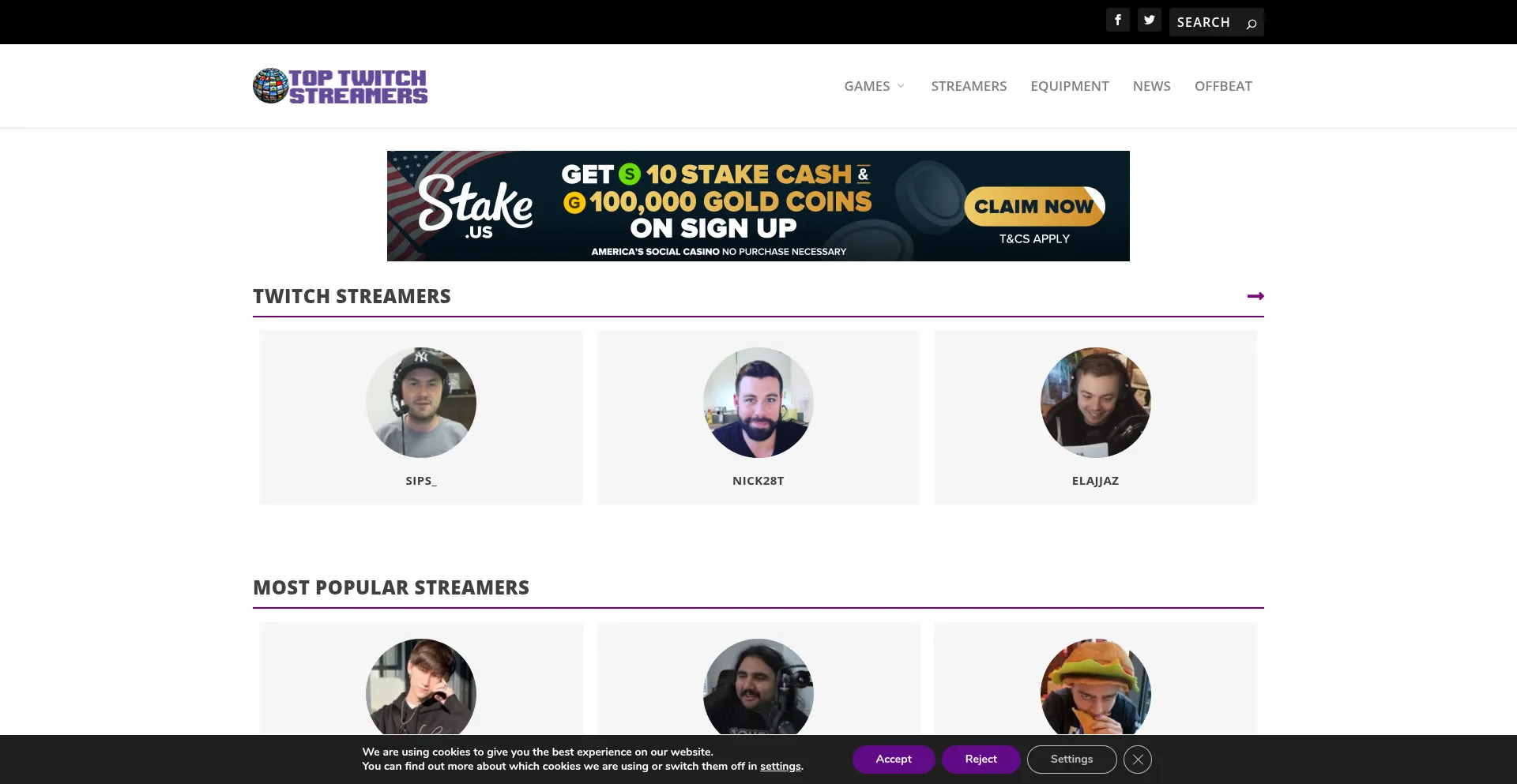 Website screenshot of Toptwitchstreamers.com
