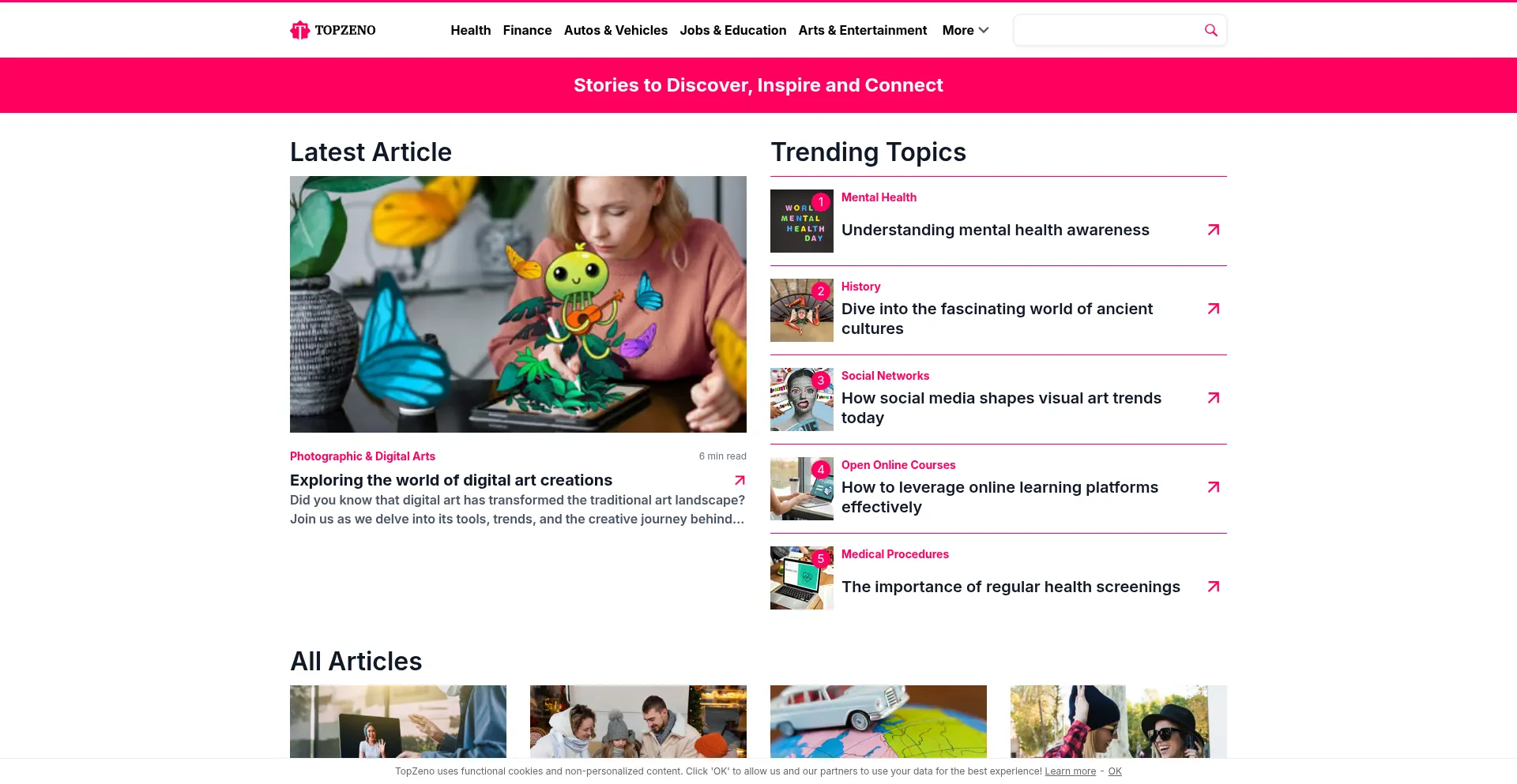 Website screenshot of Topzeno.com