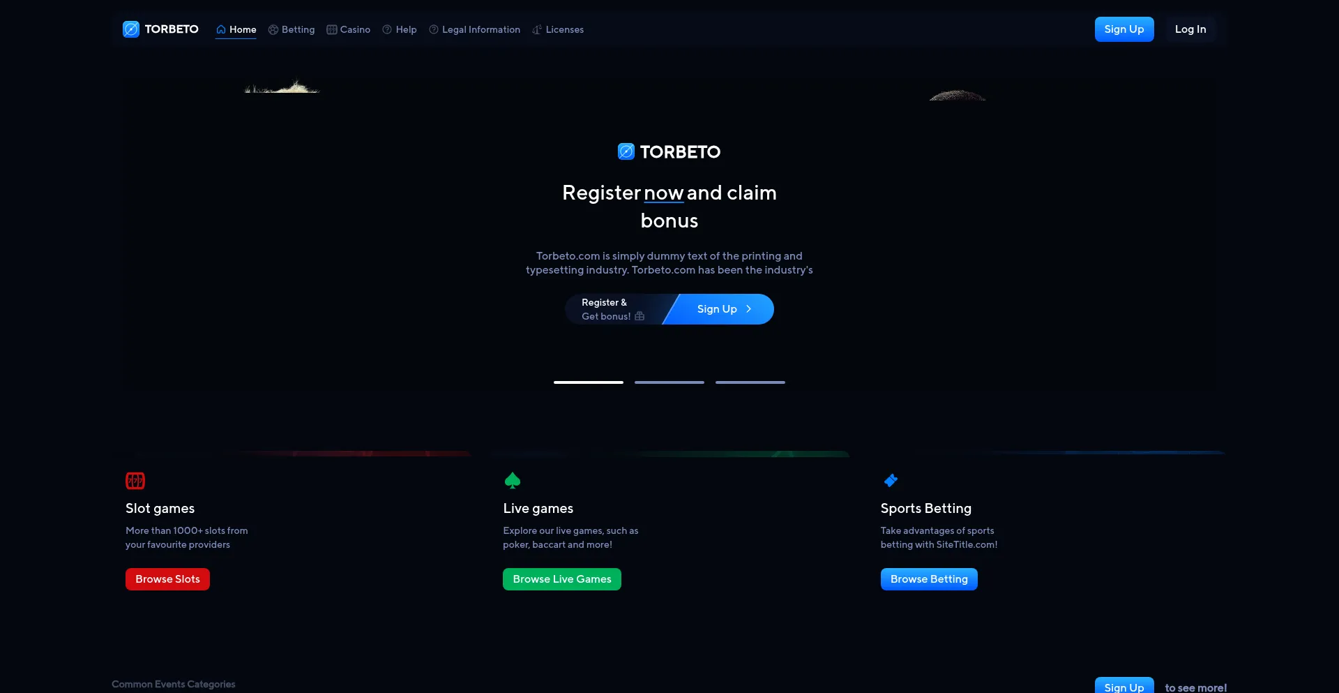 Website screenshot of Torbeto.com
