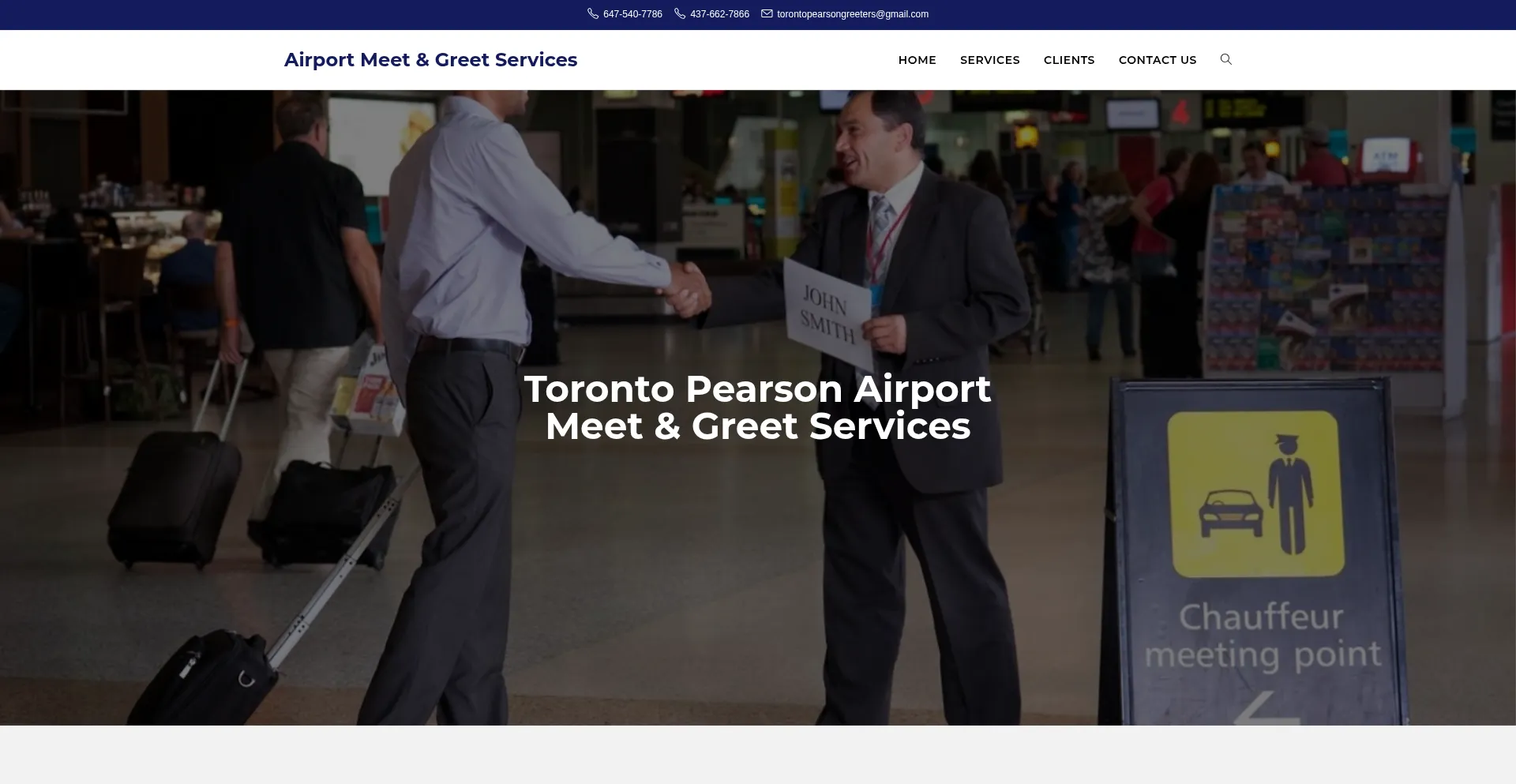 Website screenshot of Torontopearsongreeters.com
