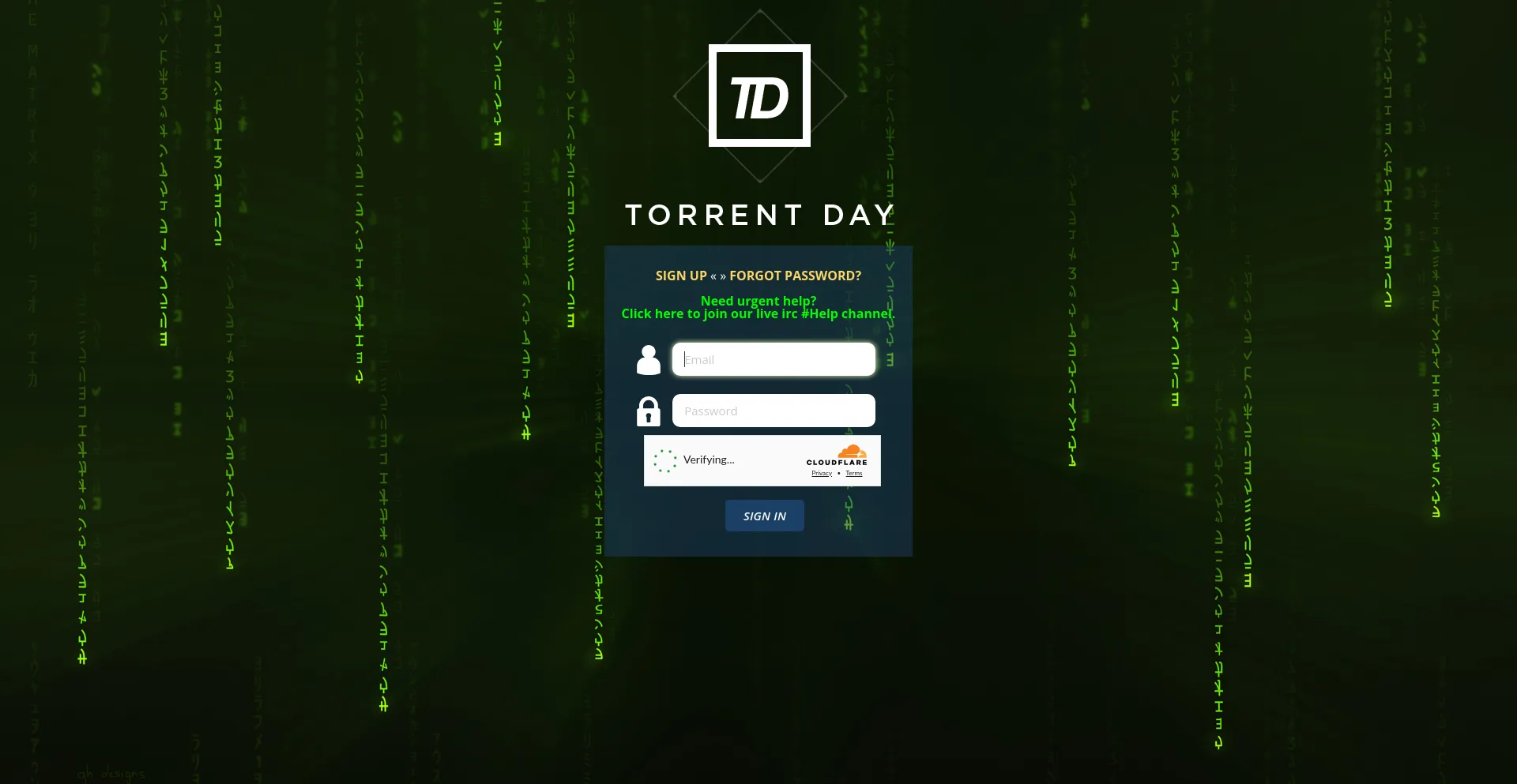 Website screenshot of Torrentday.com