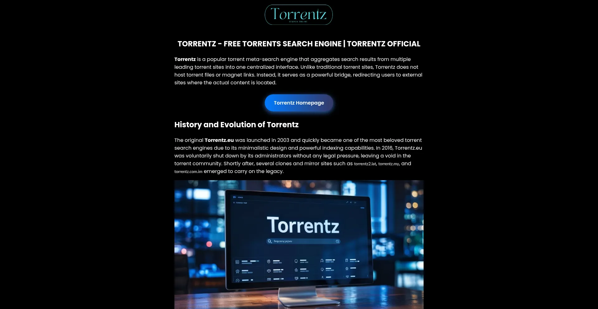 Website screenshot of Torrentz.onl
