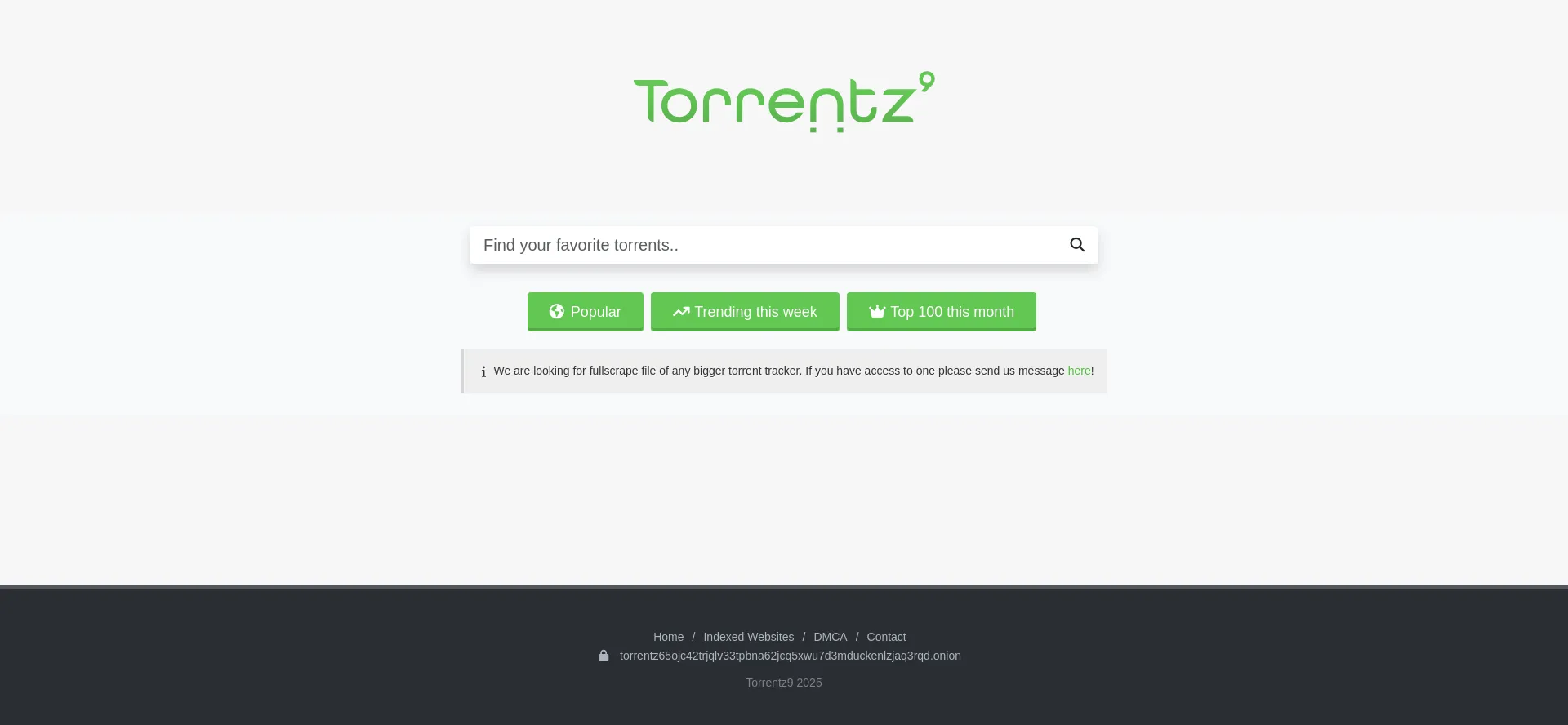 Website screenshot of Torrentz9.org