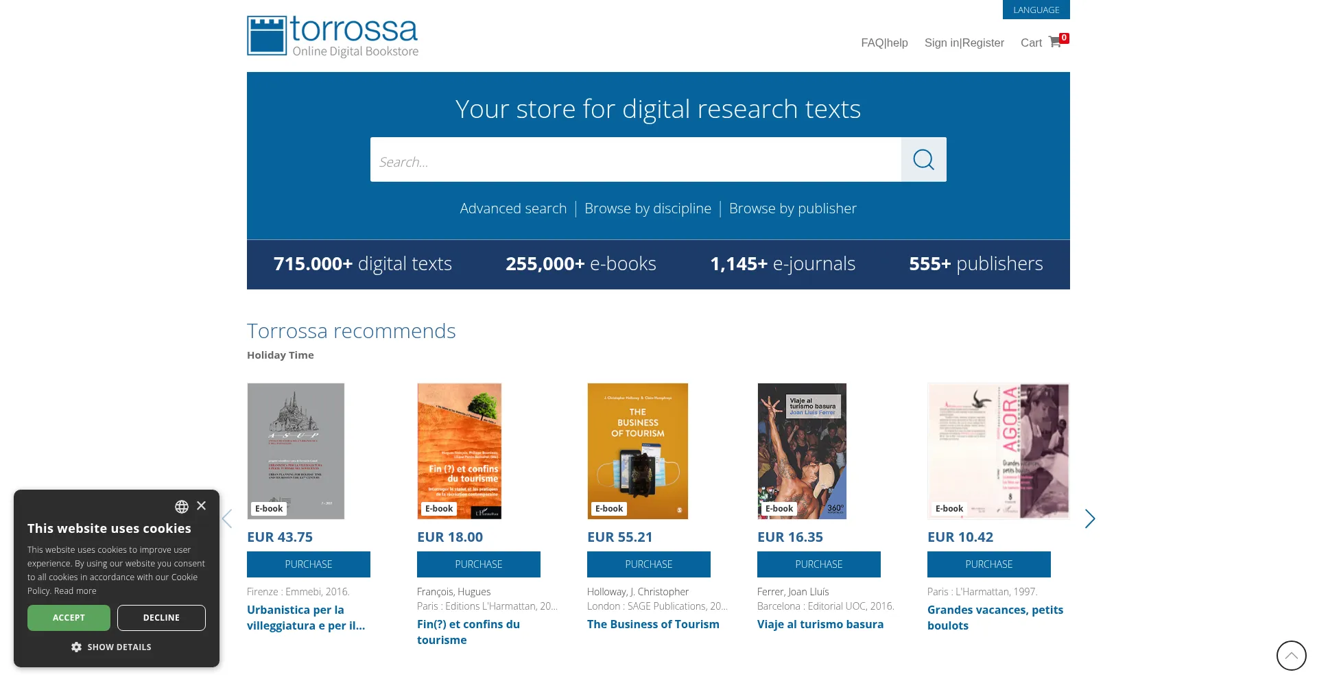 Website screenshot of Torrossa.com