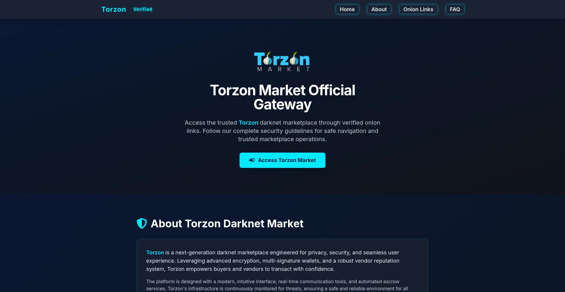 Website screenshot of Torzononion.com