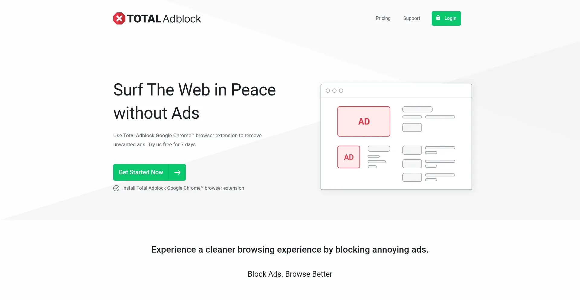 Website screenshot of Totaladblocker.com
