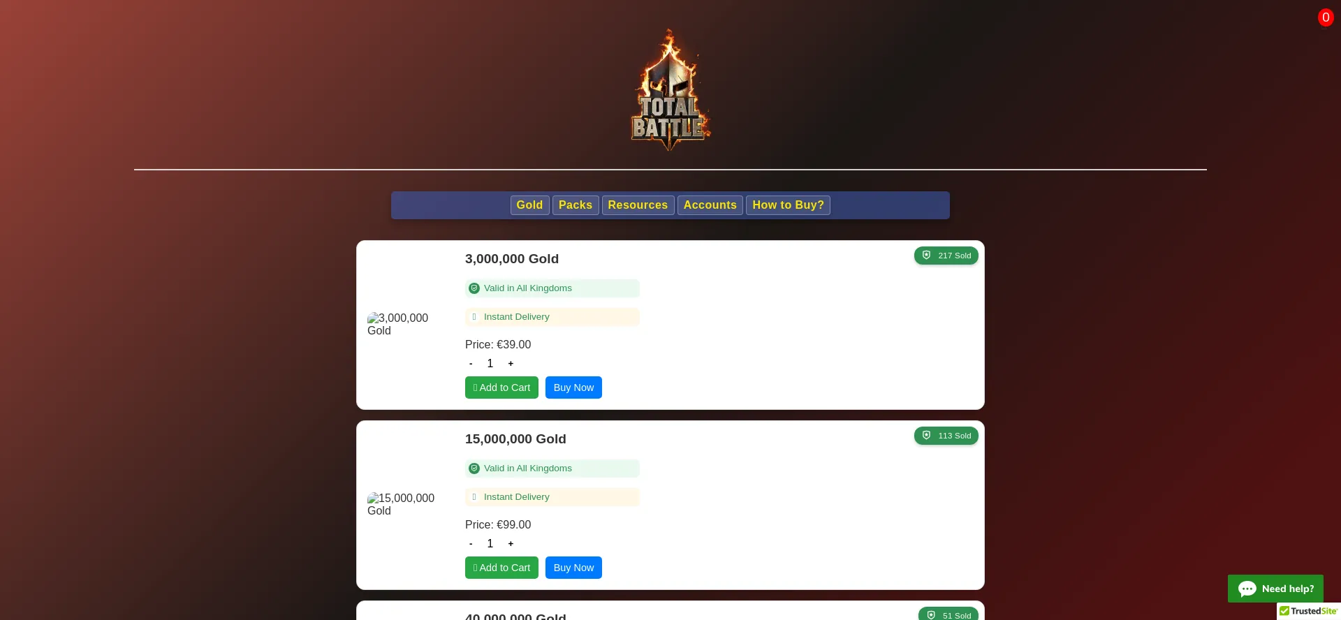 Website screenshot of Totalbattl.com