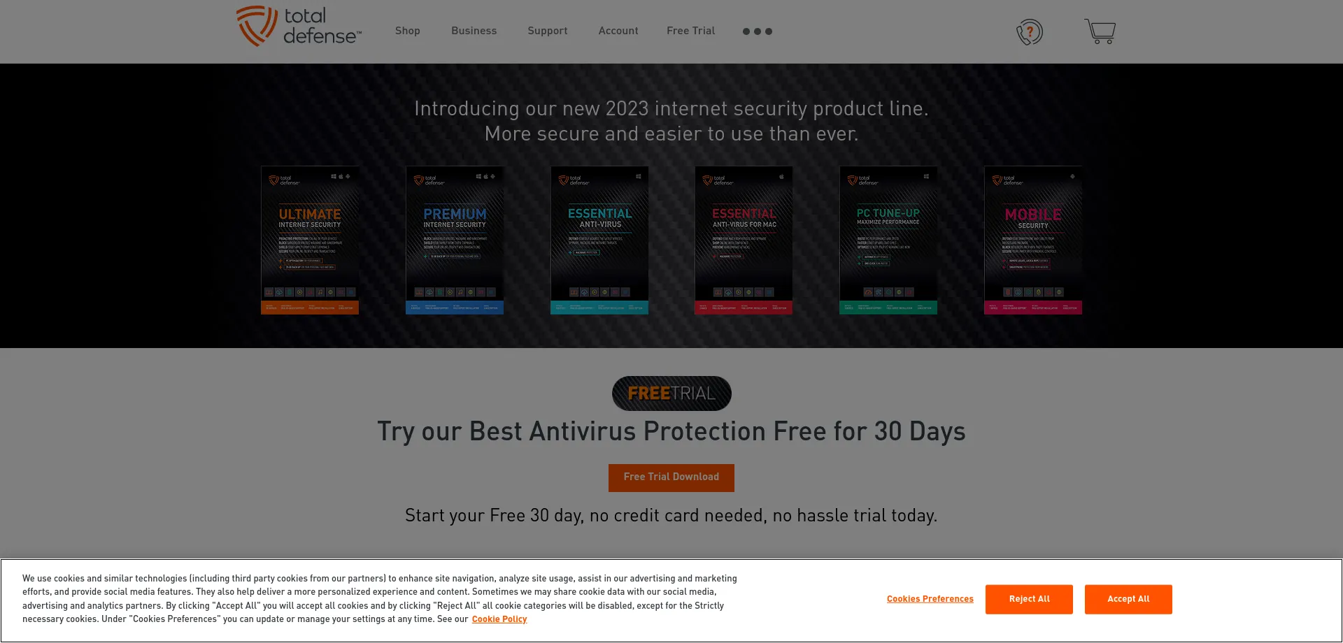 Website screenshot of Totaldefense.com