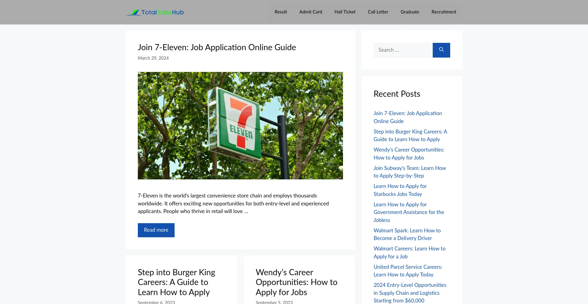 Website screenshot of Totaljobshub.in