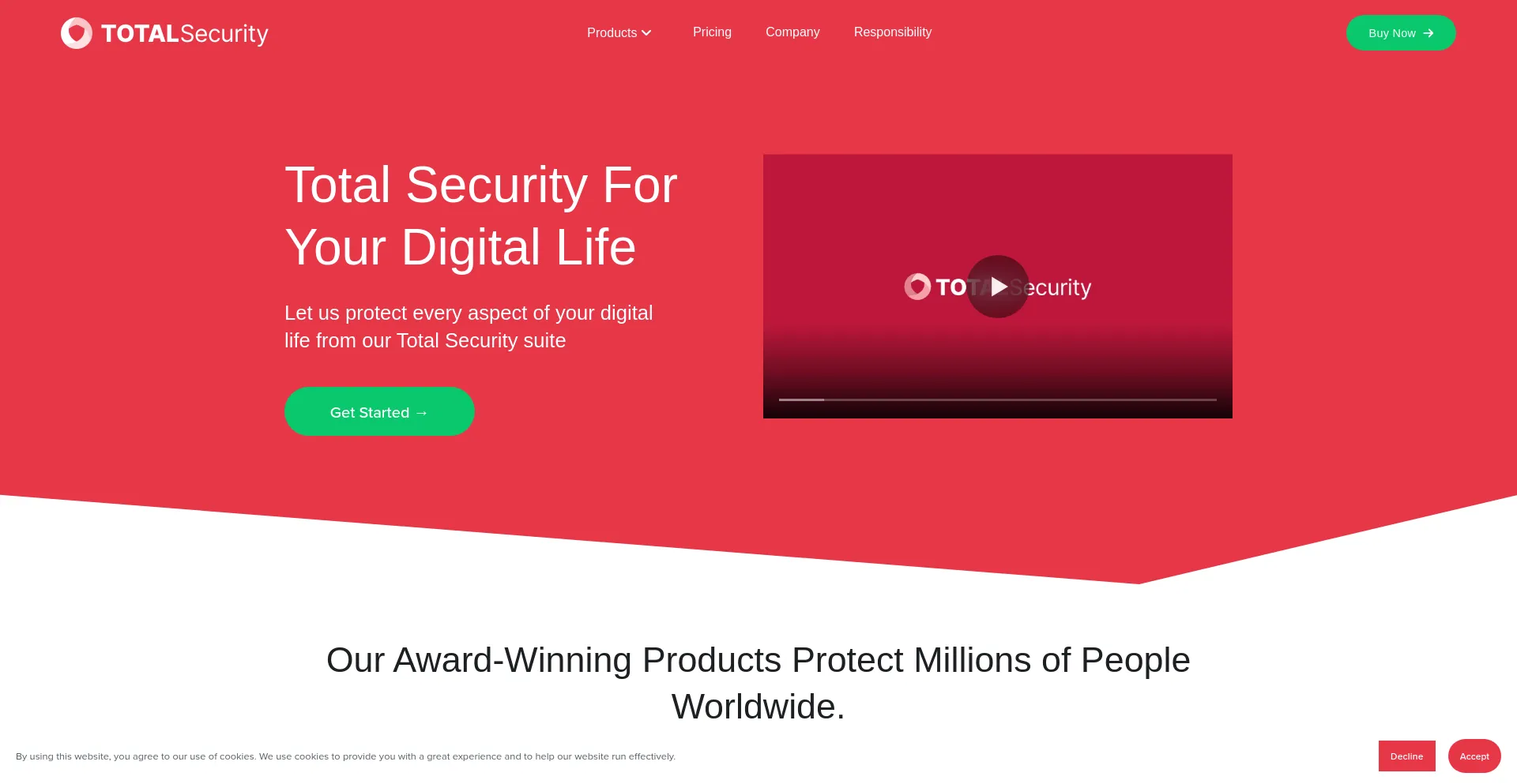 Website screenshot of Totalsecurity.com