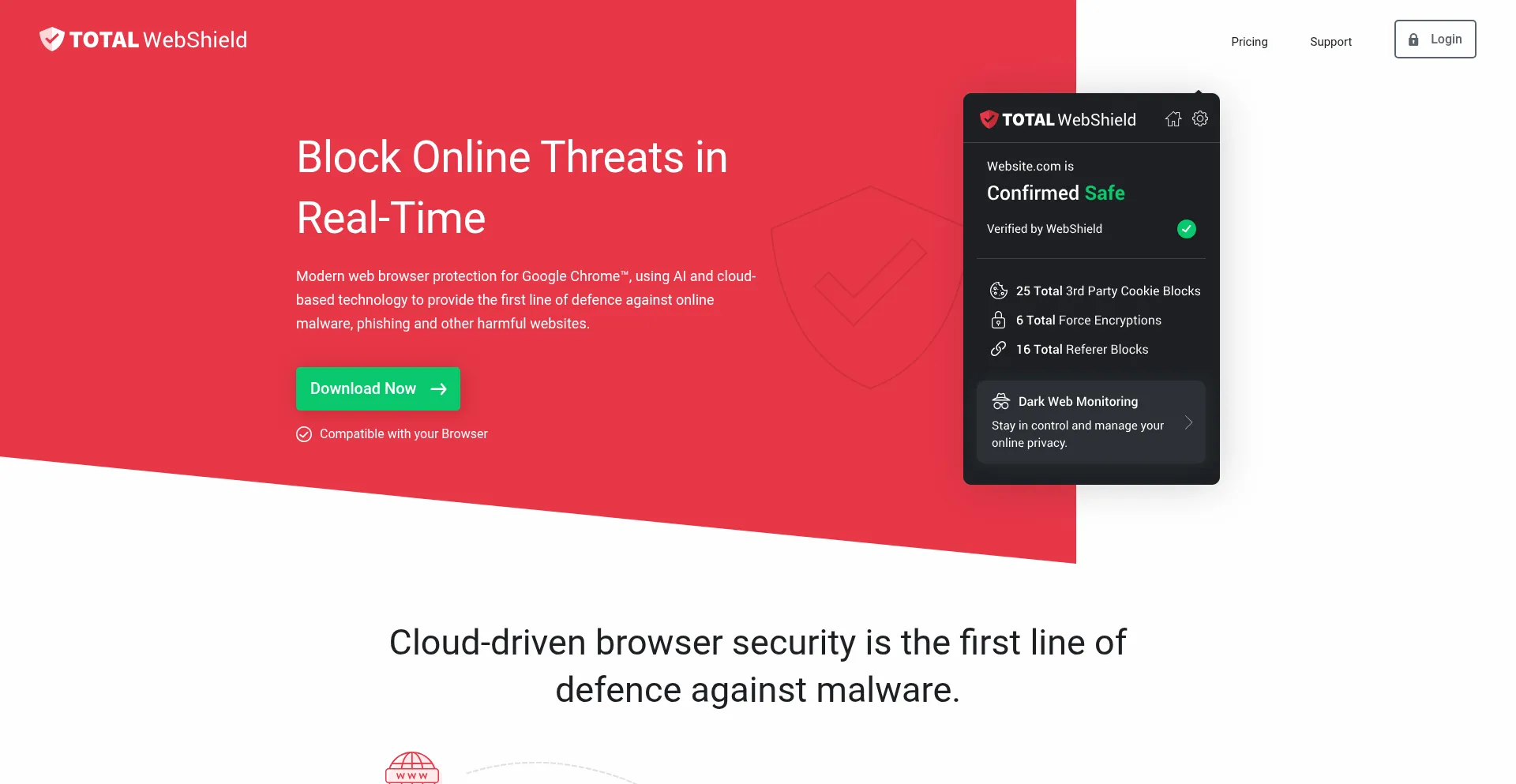Website screenshot of Totalwebshield.com