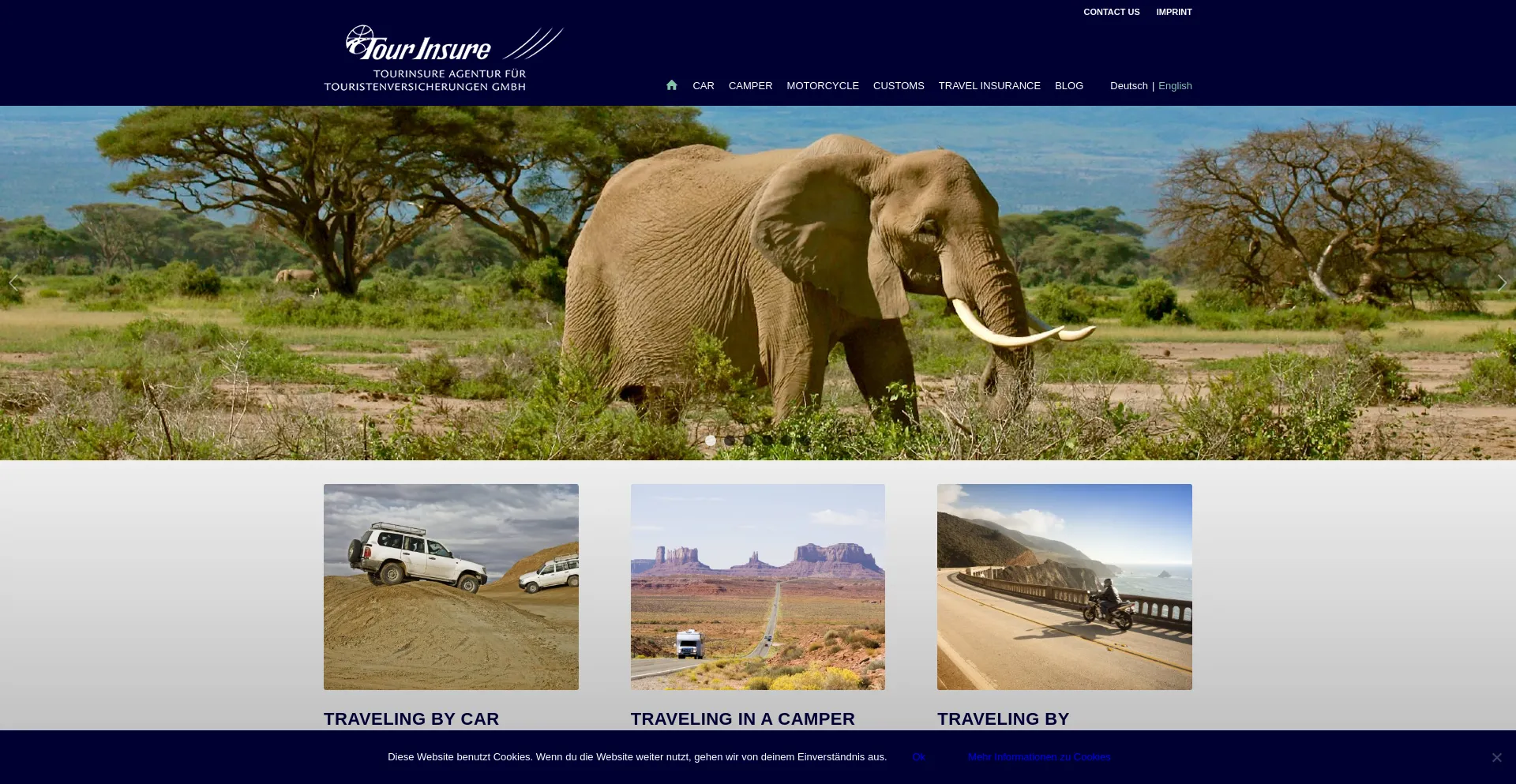 Website screenshot of Tourinsure.de