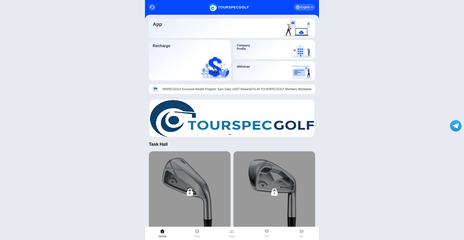 Website screenshot of Tourspecgolf.vip