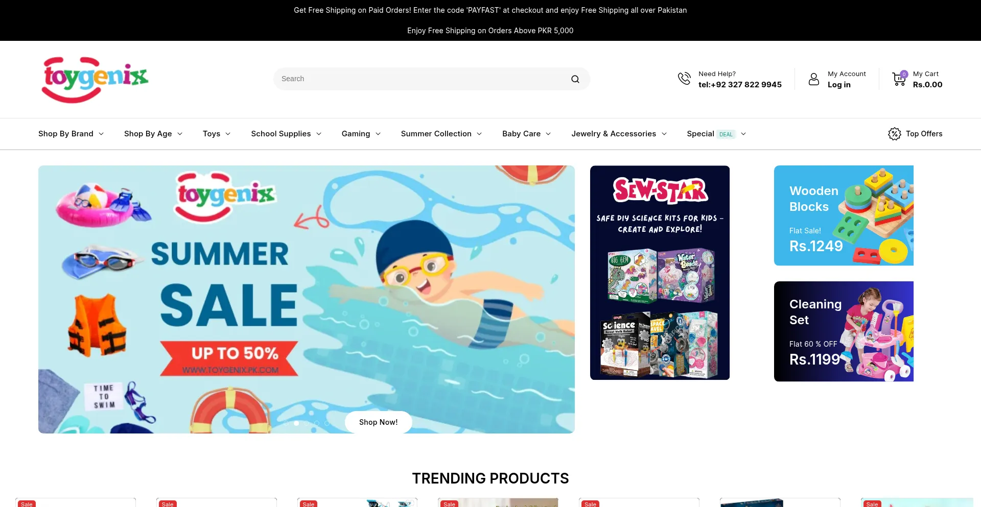 Website screenshot of Toygenix.com.pk