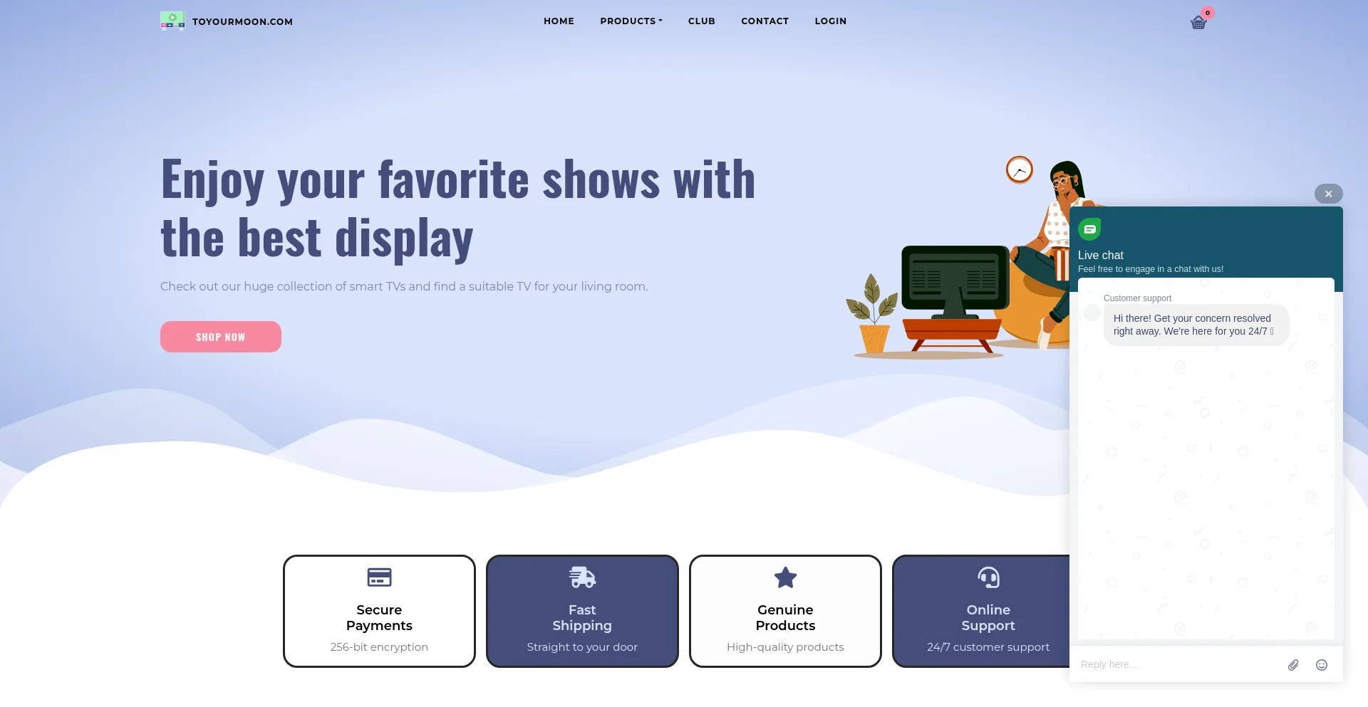 Website screenshot of Toyourmoon.com