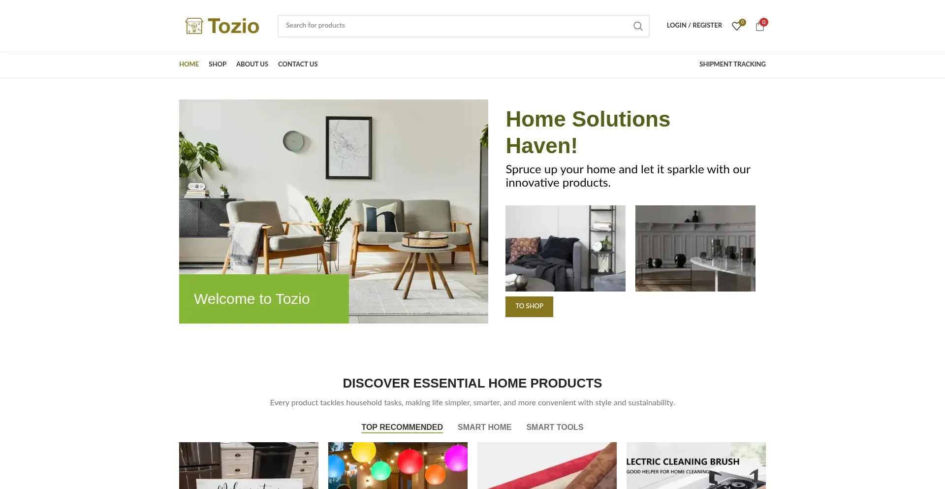 Website screenshot of Tozio.co