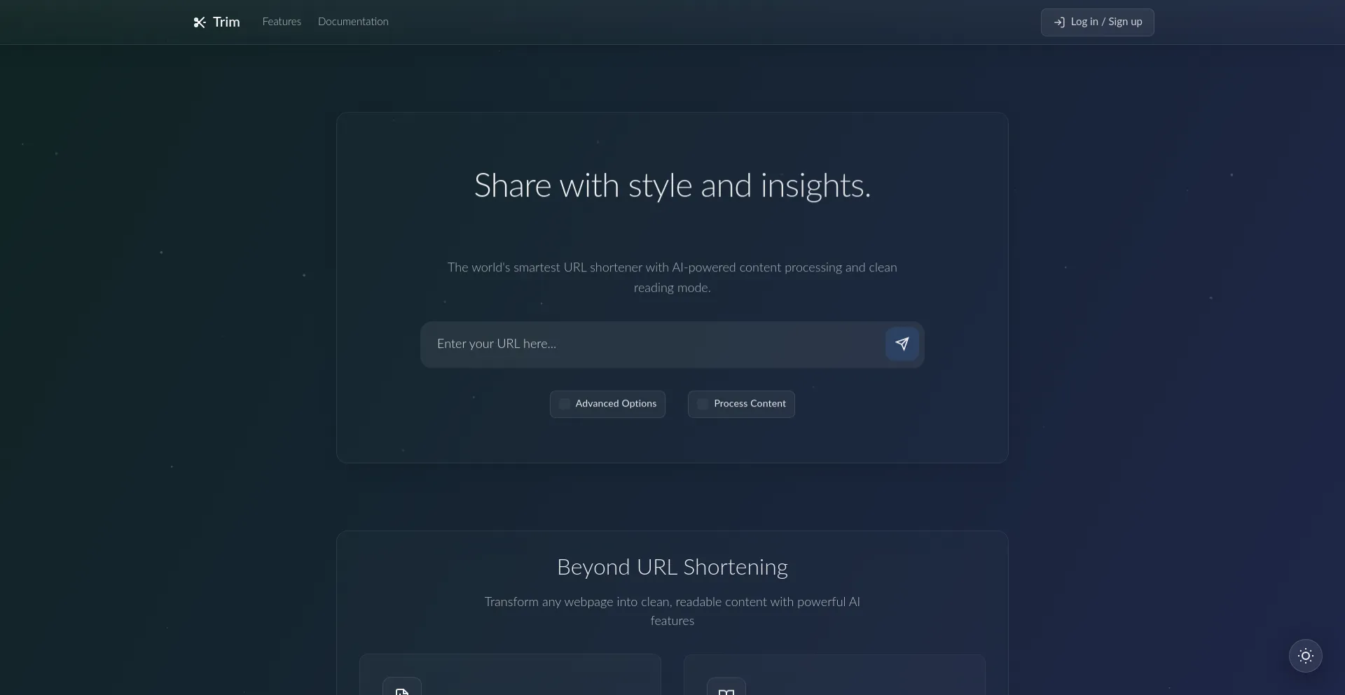Website screenshot of Tr.im
