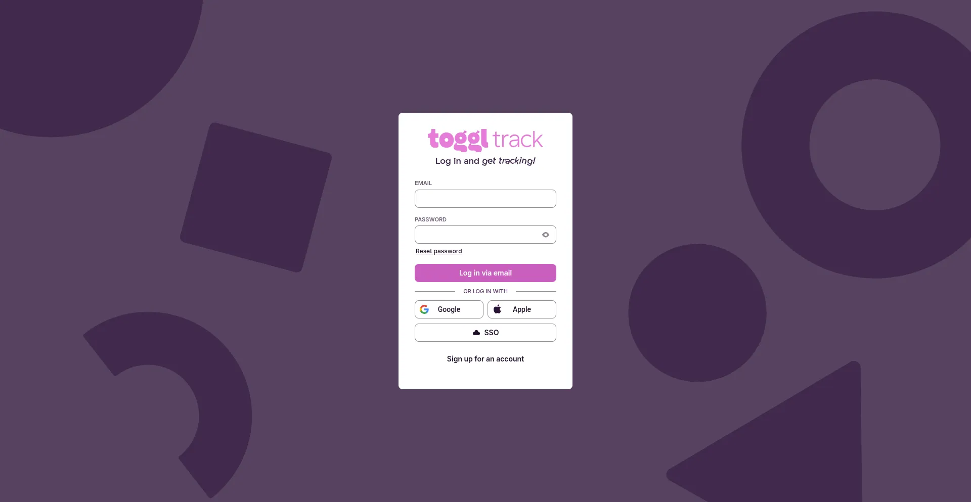 Website screenshot of Track.toggl.com