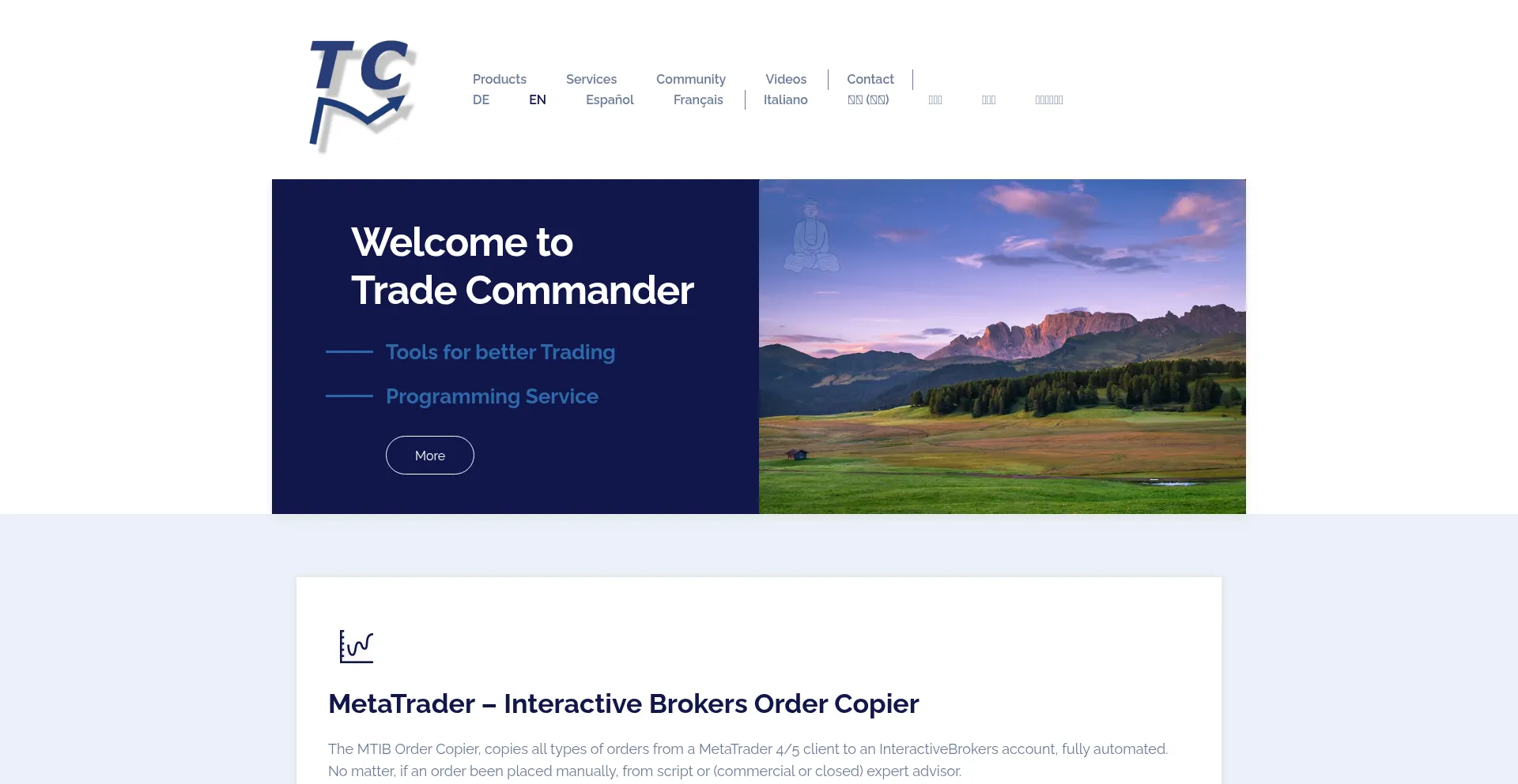 Website screenshot of Trade-commander.com