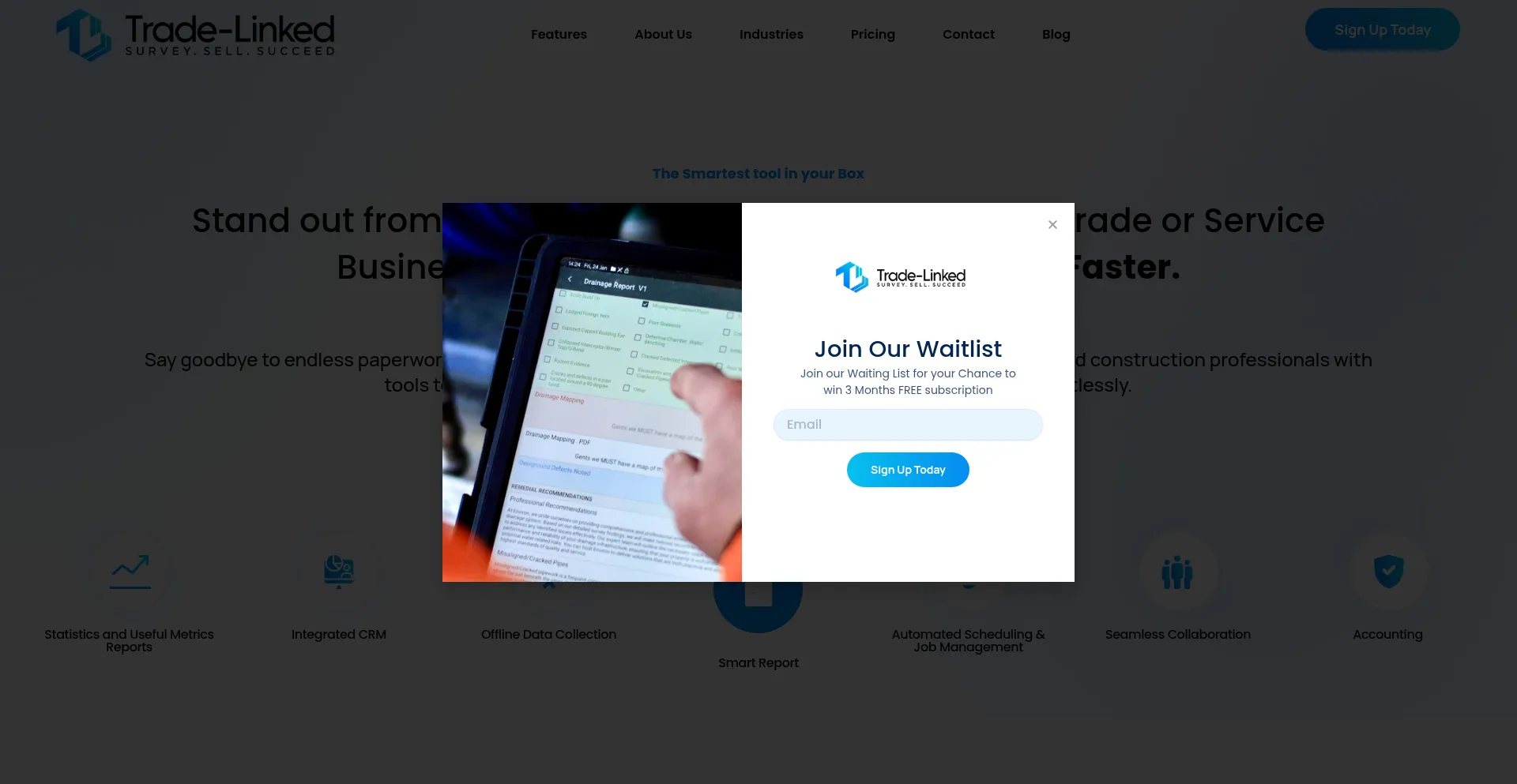Website screenshot of Trade-linked.com