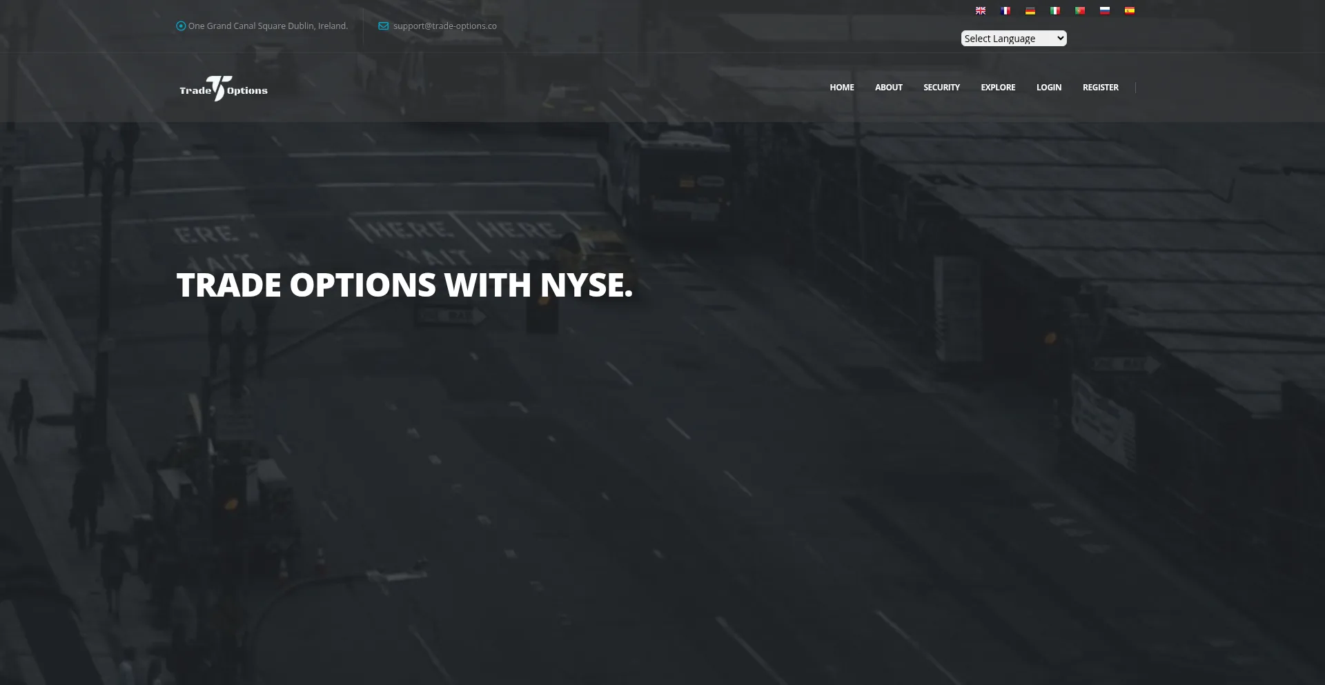 Website screenshot of Trade-options.co