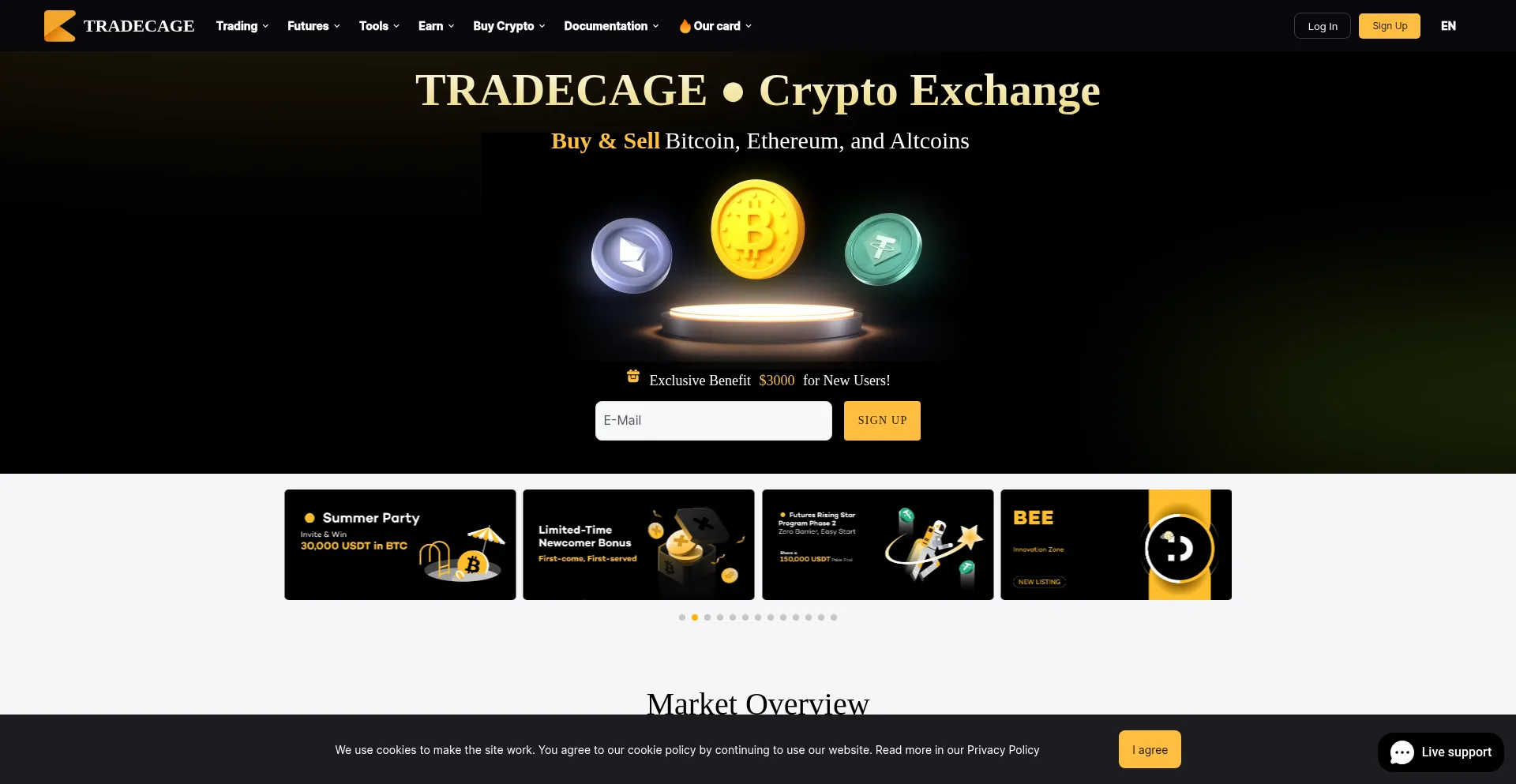 Website screenshot of Tradecage.org
