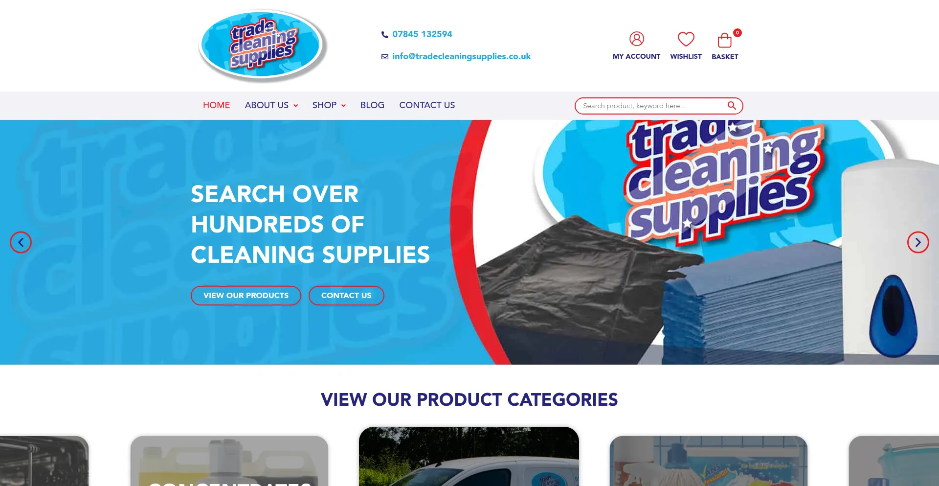 Website screenshot of Tradecleaningsupplies.co.uk