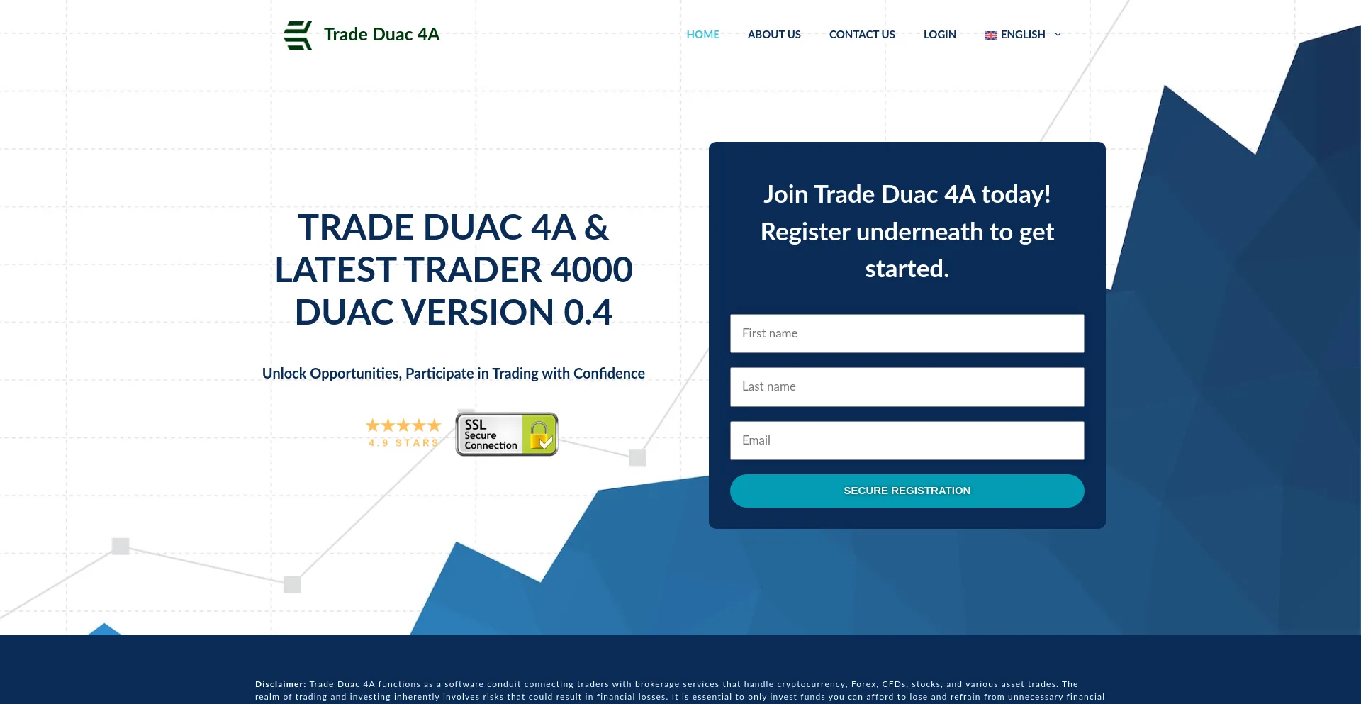 Website screenshot of Tradeduac.com