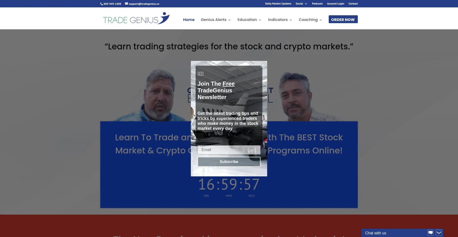 Website screenshot of Tradegenius.co
