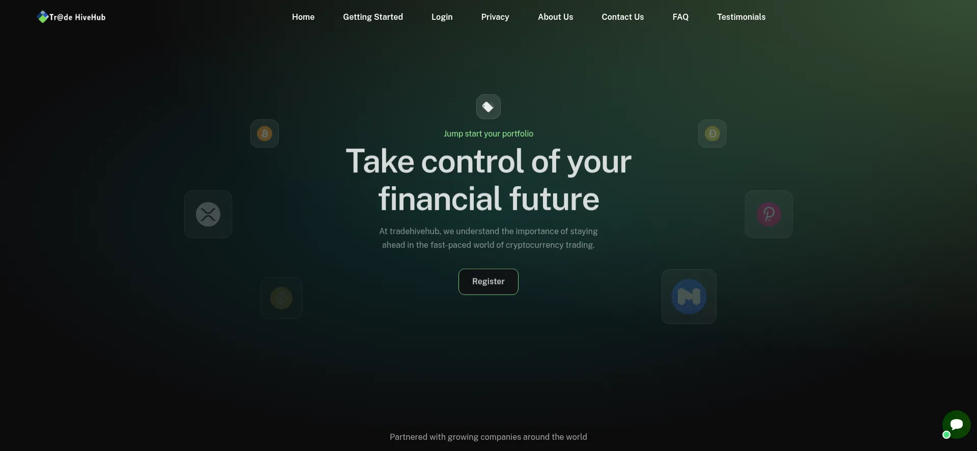 Website screenshot of Tradehivehub.com