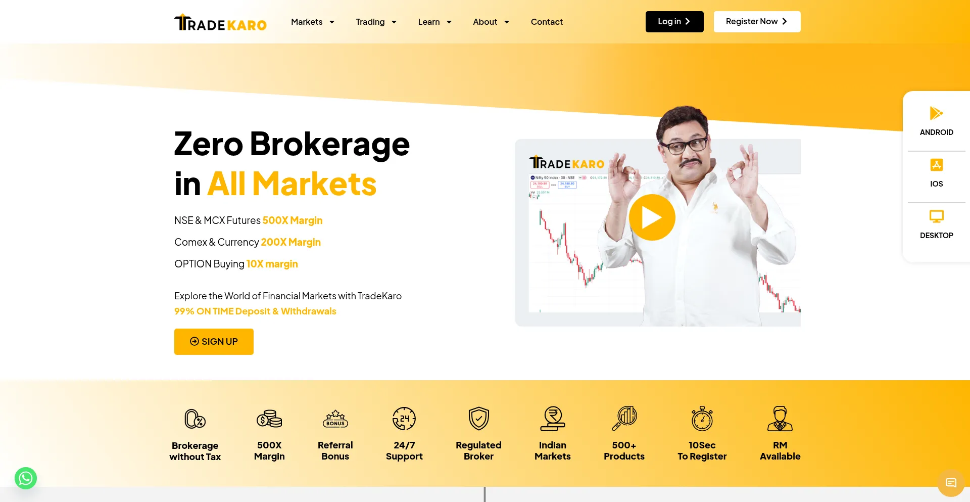 Website screenshot of Tradekaro.com