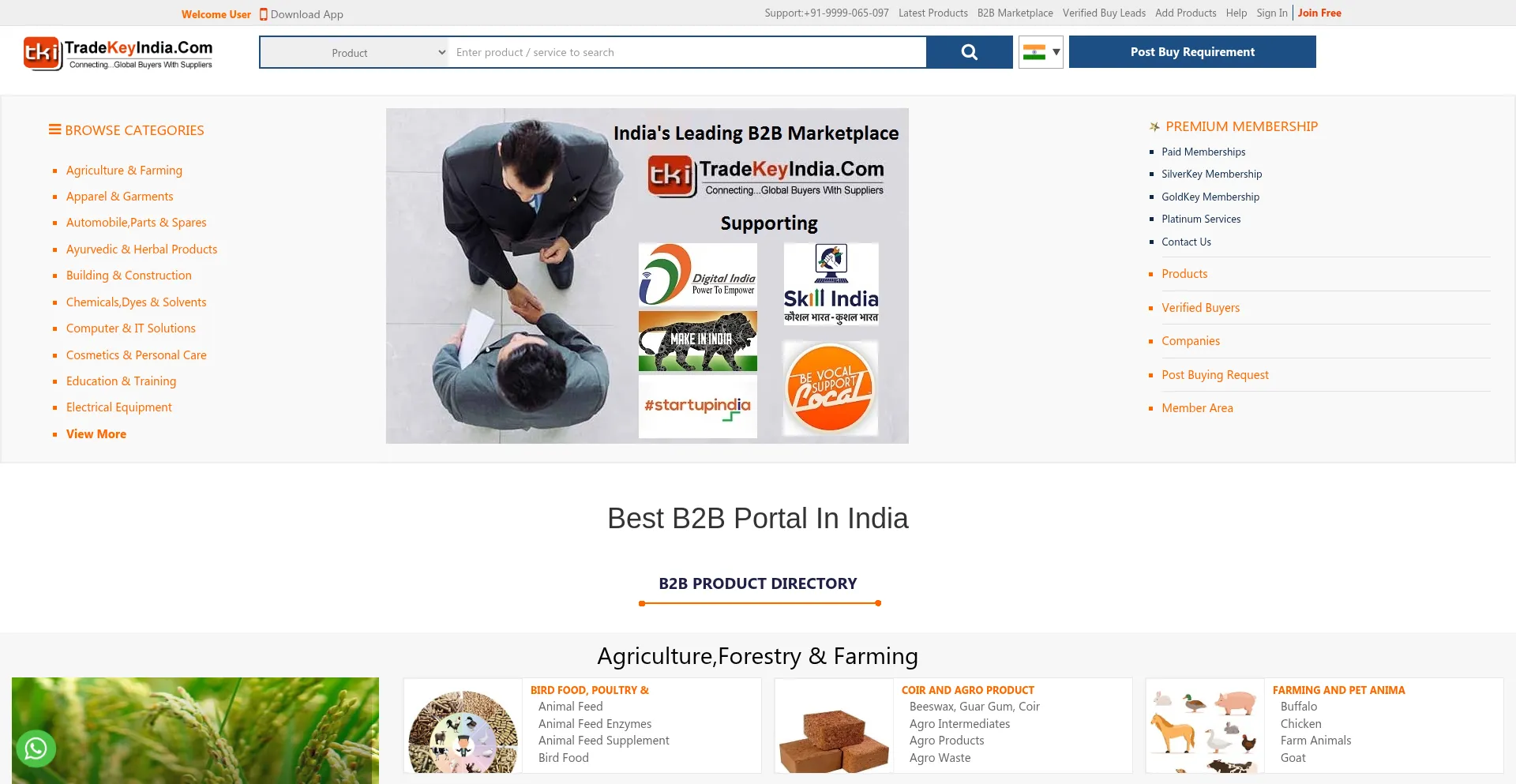 Website screenshot of Tradekeyindia.com