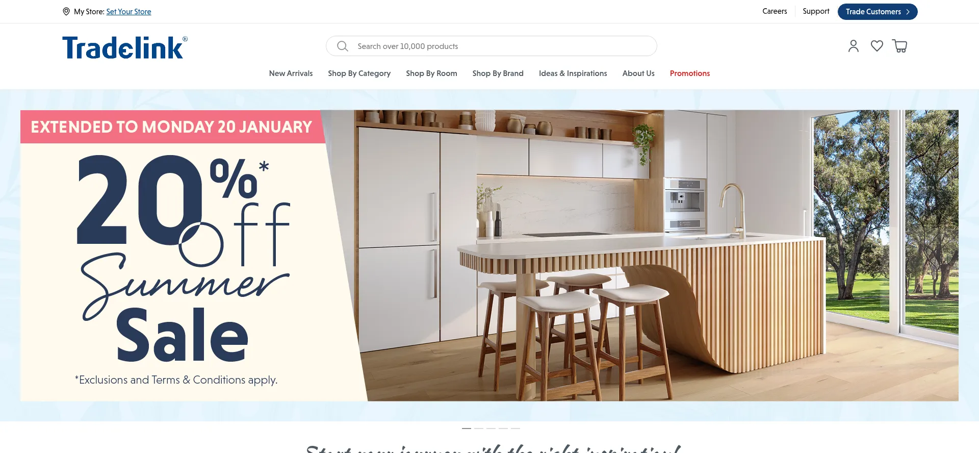 Website screenshot of Tradelink.com.au