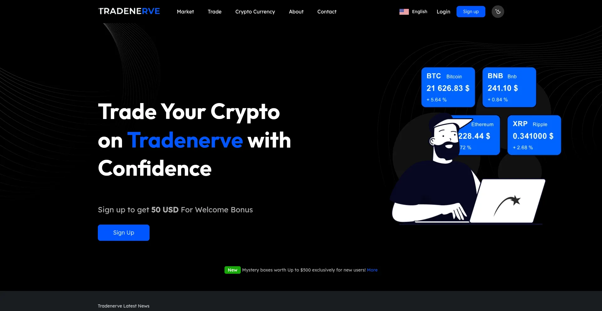 Website screenshot of Tradenerve.com