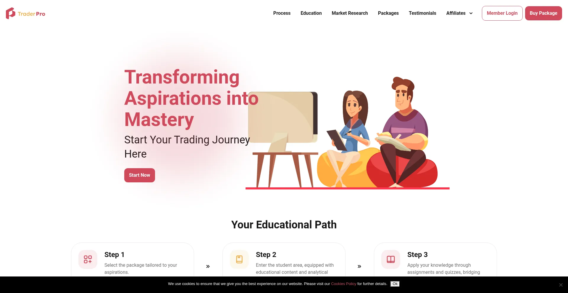 Website screenshot of Traderpro.education