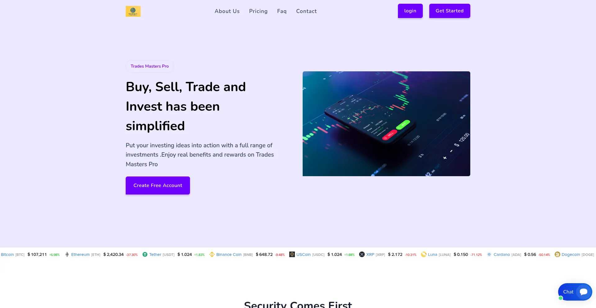 Website screenshot of Tradesmasterspro.com