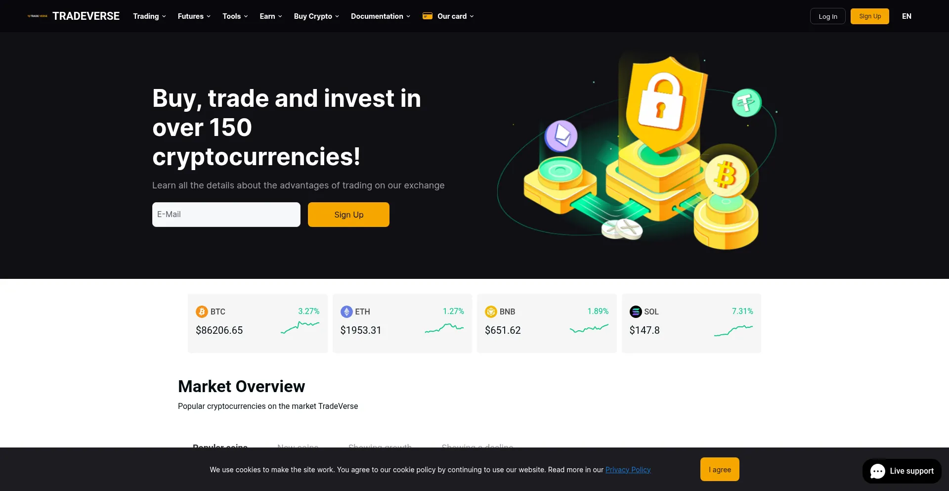 Website screenshot of Tradeverse.org