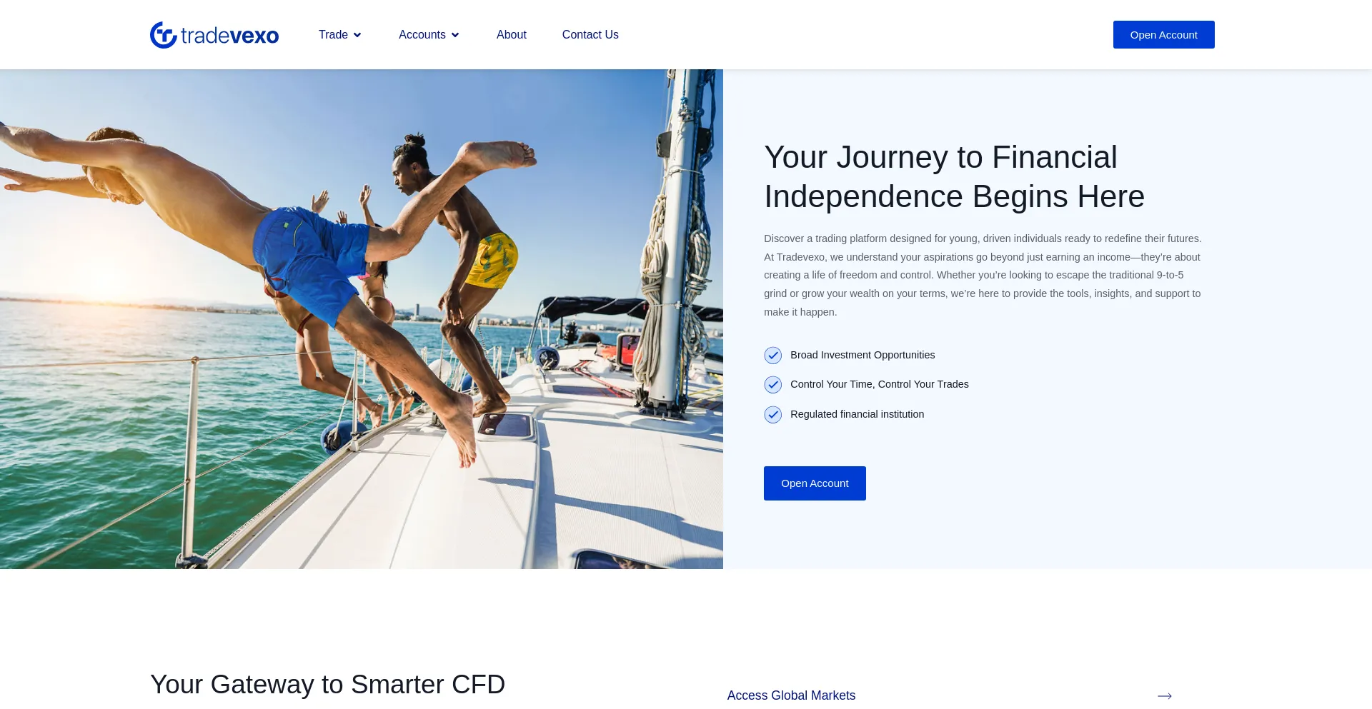 Website screenshot of Tradevexo.com
