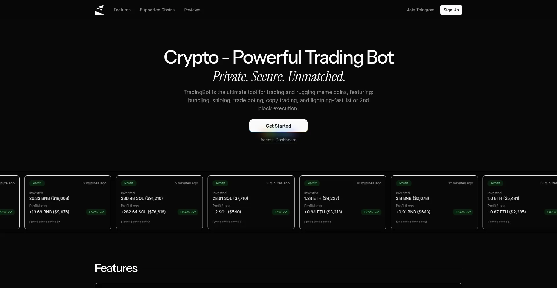 Website screenshot of Tradingbotcrypto.com