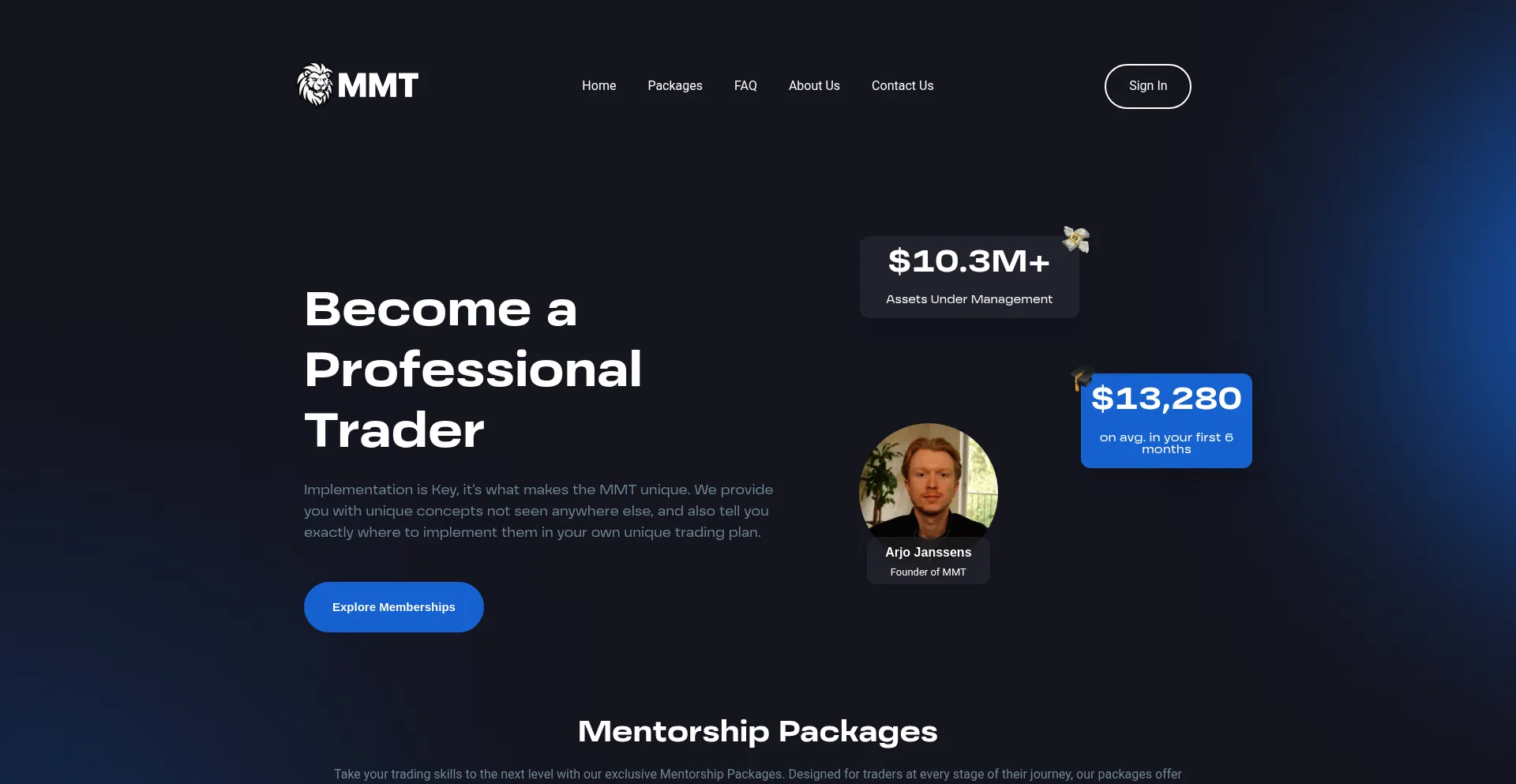 Website screenshot of Tradingmmt.com