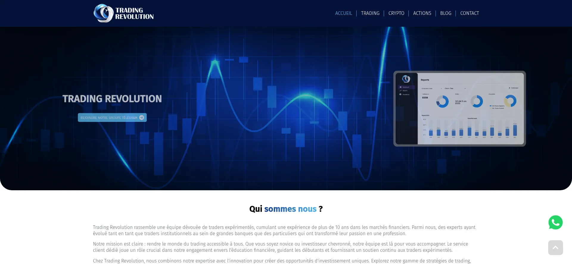 Website screenshot of Tradingrevolutiongroup.com
