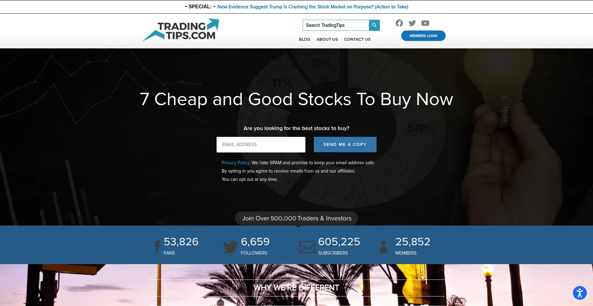 Website screenshot of Tradingwithmanny.com