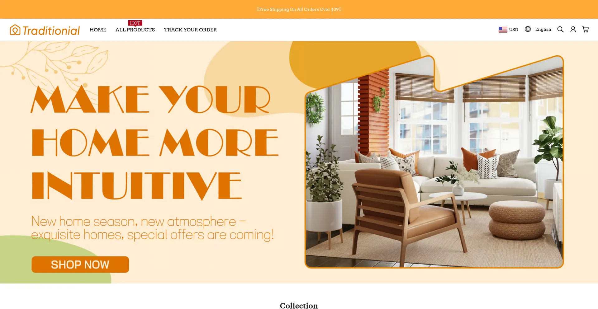 Website screenshot of Traditionial.com