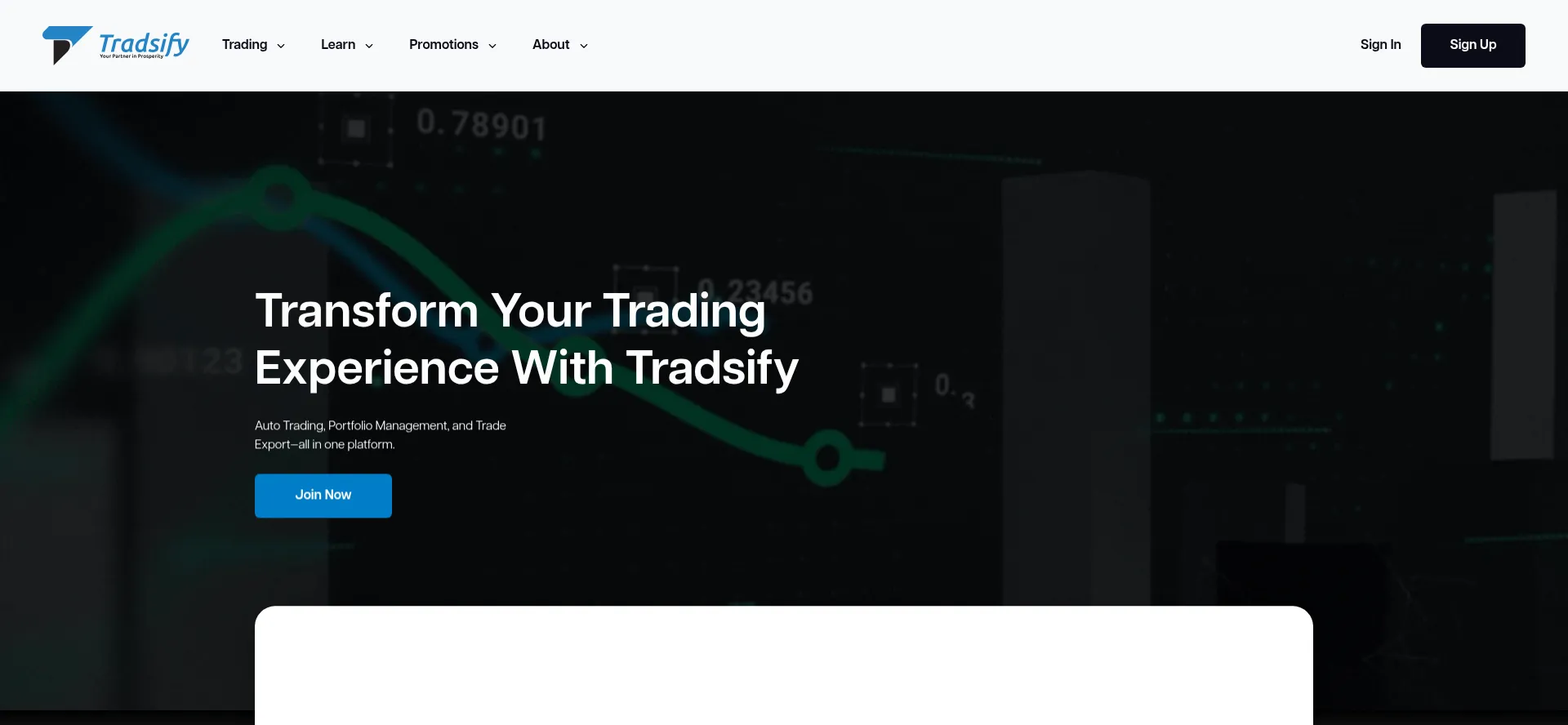 Website screenshot of Tradsify.com