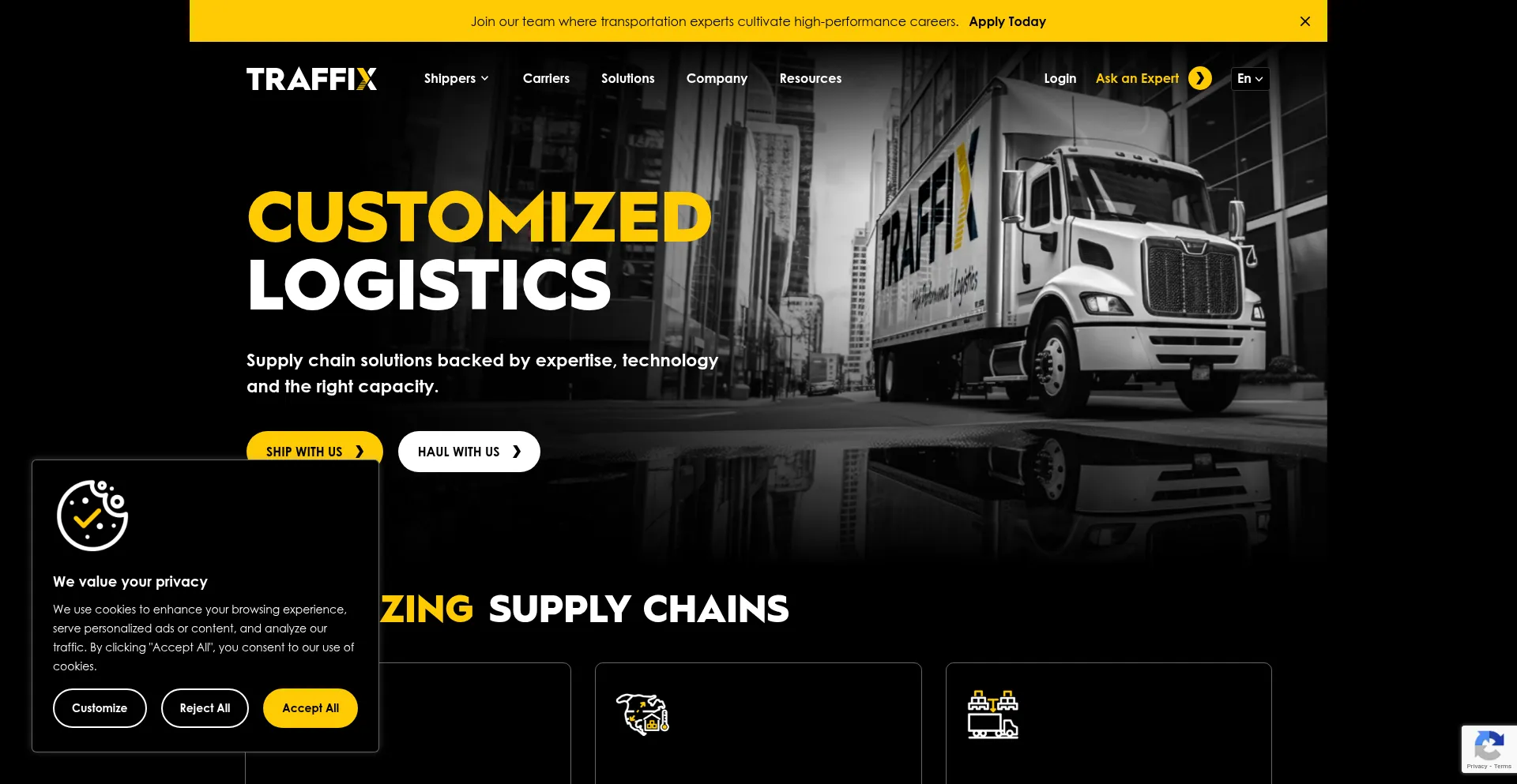Website screenshot of Traffix.com
