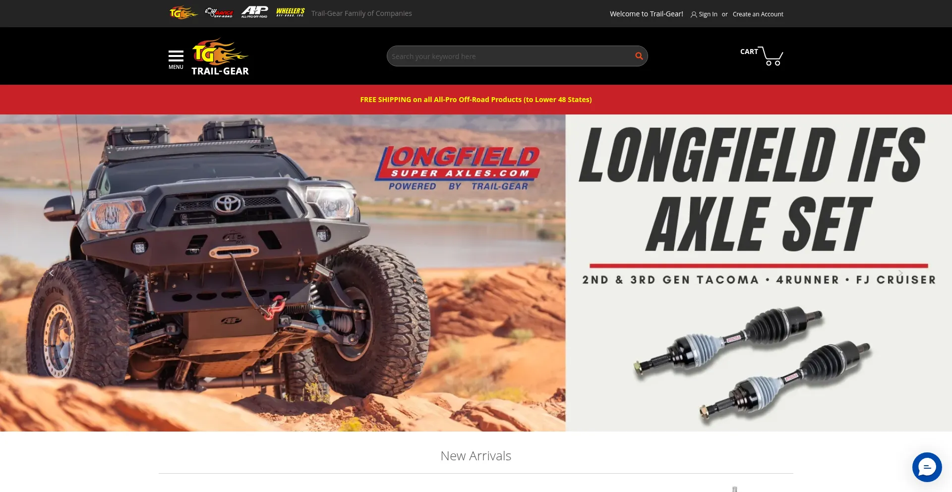 Website screenshot of Trail-gear.com