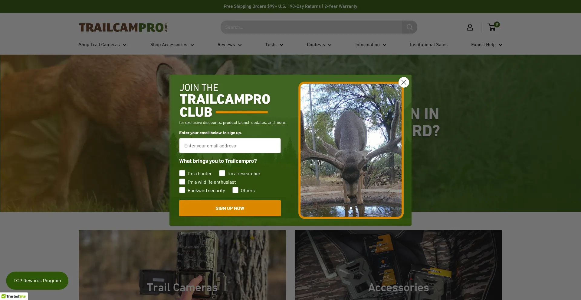 Website screenshot of Trailcampro.com
