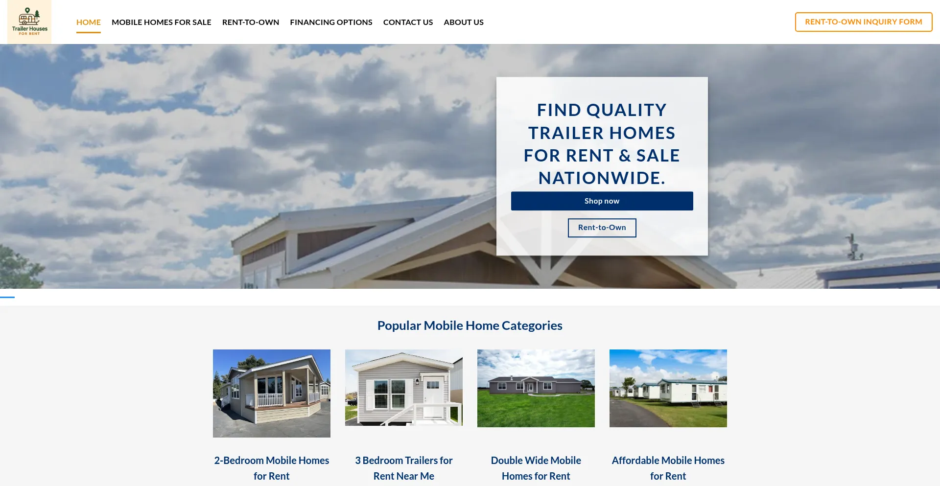 Trailerhousesforrent.com Screenshot
