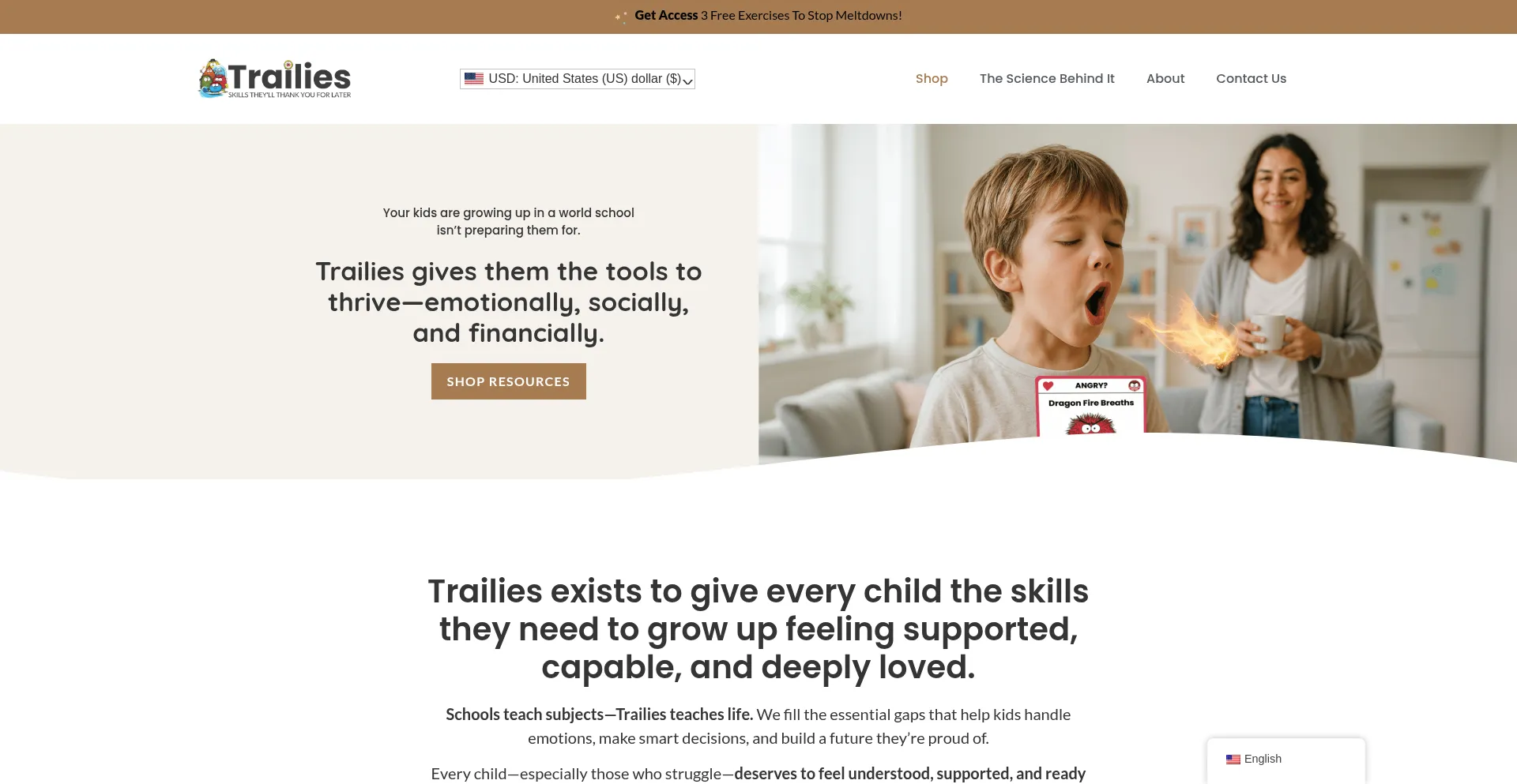 Website screenshot of Trailies.com