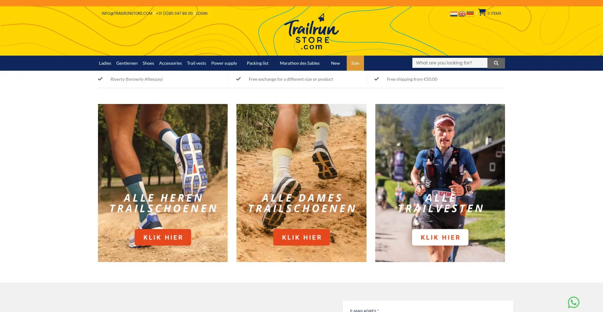 Trailrunstore.com Screenshot
